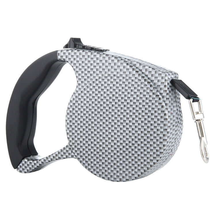 5m Black and White Grid Pattern Easy Operation Retractable Dog Leash(Black)