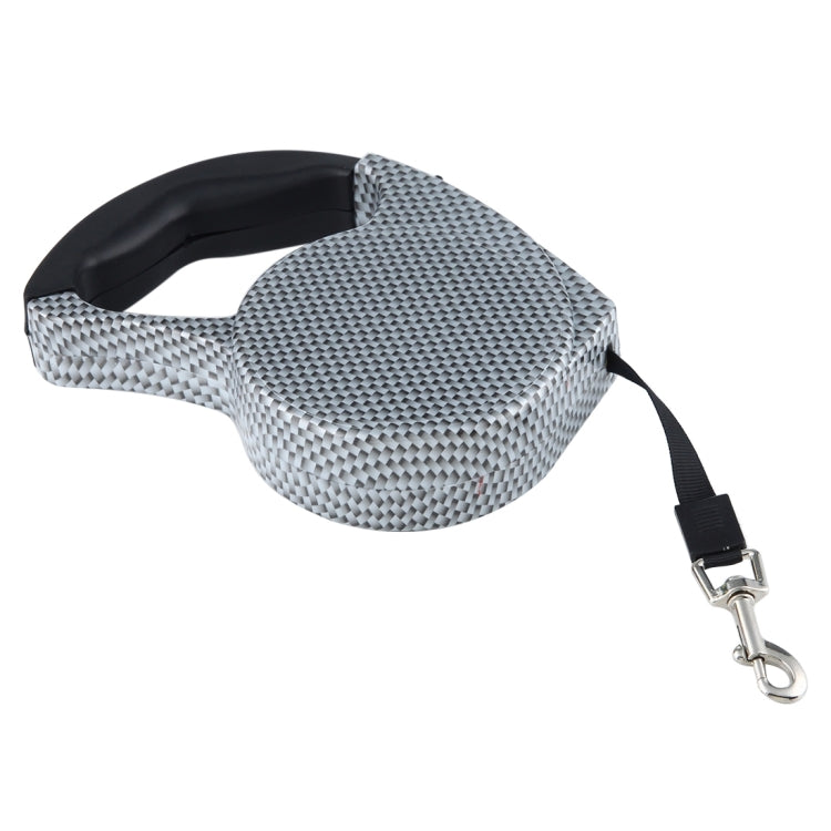 5m Black and White Grid Pattern Easy Operation Retractable Dog Leash(Black)
