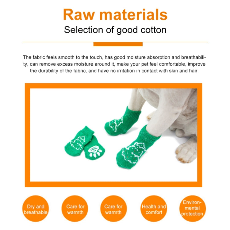 Cute Christmas Tree Pattern Cotton Non-slip Pet Christmas Socks(Green)