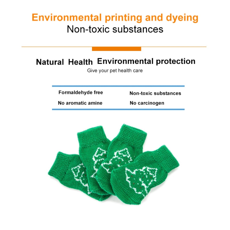 Cute Christmas Tree Pattern Cotton Non-slip Pet Christmas Socks(Green)