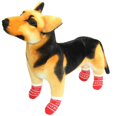 Cute Snowflake Pattern Cotton Non-slip Pet Christmas Socks,Size: L(Red)