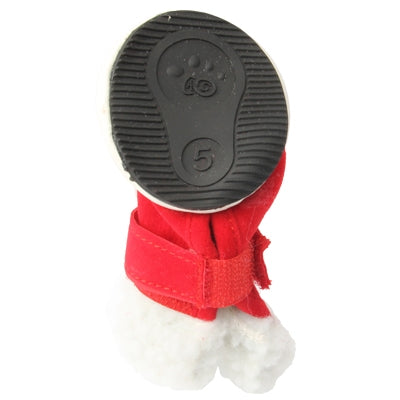 Warmly Christmas Plush Pet Shoes Dog Boots,Size:5(Red)