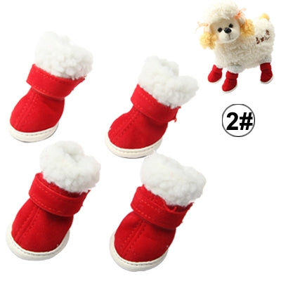 Warmly Christmas Plush Pet Shoes Dog Boots,Size:2(Red)
