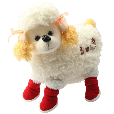 Warmly Christmas Plush Pet Shoes Dog Boots,Size:2(Red)