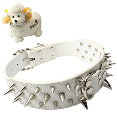 Adjustable Pet Dog PU Leather Rivet Spiked Studded Collar Buckle Neck Strap