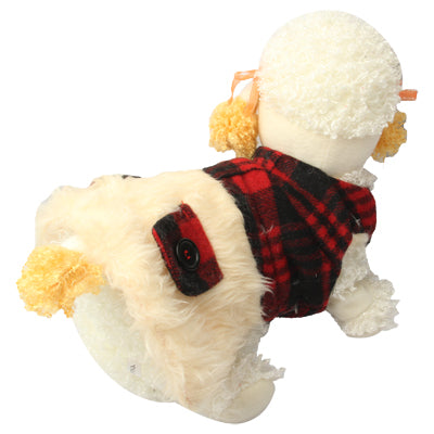 Red Grid Style Plush Clothes for Dog Pet