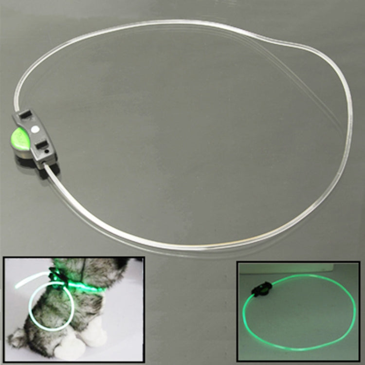 Optical Fiber 3-Mode Luminous Pet Decoration Necklace Strap(Green)