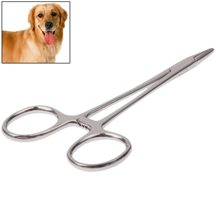 Pet Ear Forceps Hemostatic Ear Forceps Straight Head Pet Beauty Product(Silver)