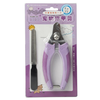 Pet Nail Scissors and Paw Nail File Tool Set(Purple)