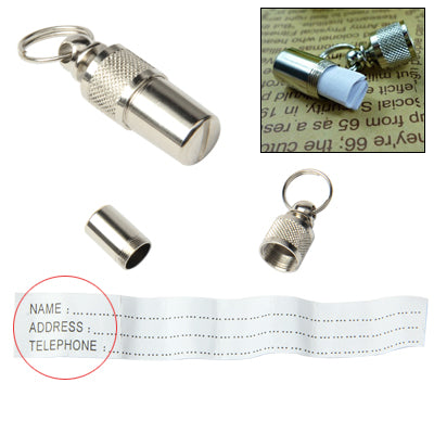 Metal Silver 8 x 21mm Pet Name Tube / Tag