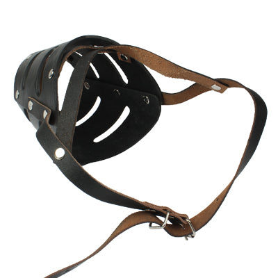 Adjustable Leather Basket Cage Muzzle for Pet Dog Fashion Muzzle, Size: S(Black)