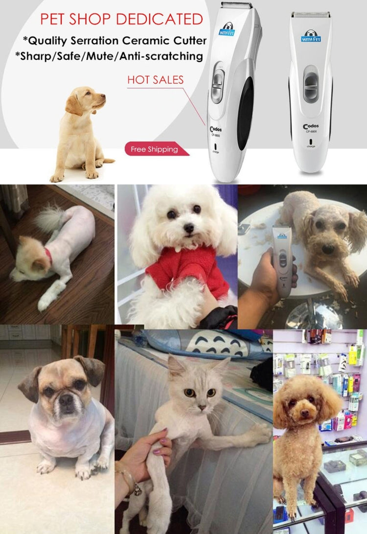 CP-6800 Pet Rechargeable Professional Hair Trimmer Clipper(Silver)