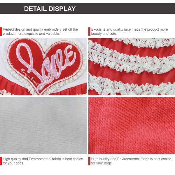 Cute Heart Pattern Pet Dress, Size: XS, Back Length: 20cm, Chest: 30cm, Random Color Delivery