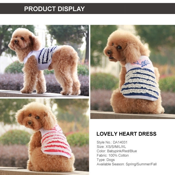 Cute Heart Pattern Pet Dress, Size: M, Back Length: 28cm, Chest: 42cm, Random Color Delivery