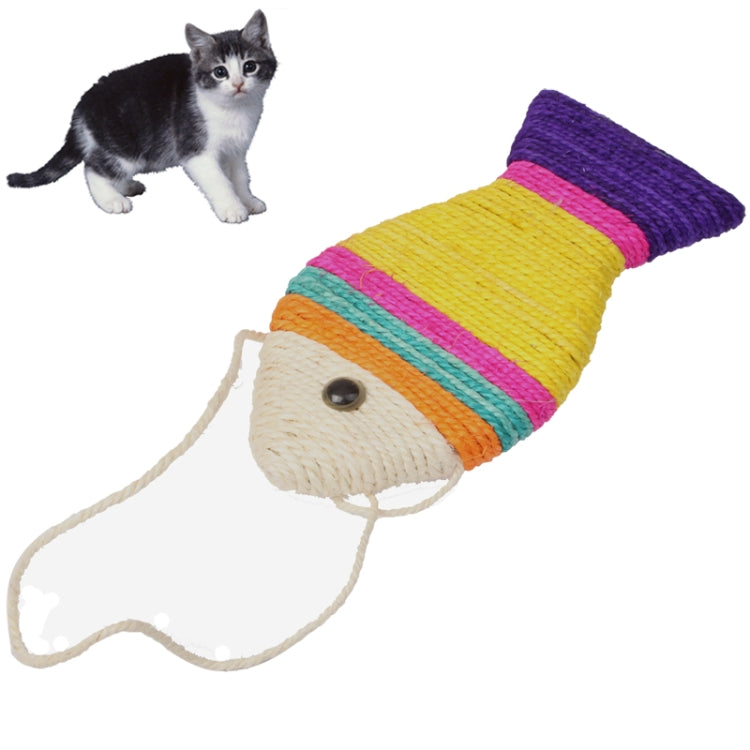 Attractive Sisal Fibre Fish Shaped Toy with Strap for Cat Pet, Random Color Delivery