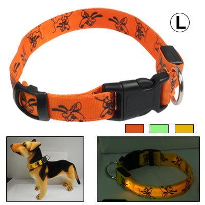 Cute Cartoon Pattern Adjustable 3-Mode LED Flashing Dog Collar, Size: L (Random Color Delivery)