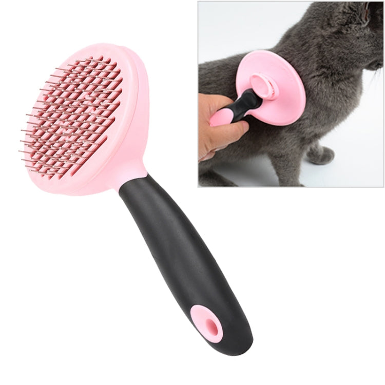 Handy Dog Grooming Hair Brush Self-Cleaning Pet Comb with Automatic Hair-Release(Pink)