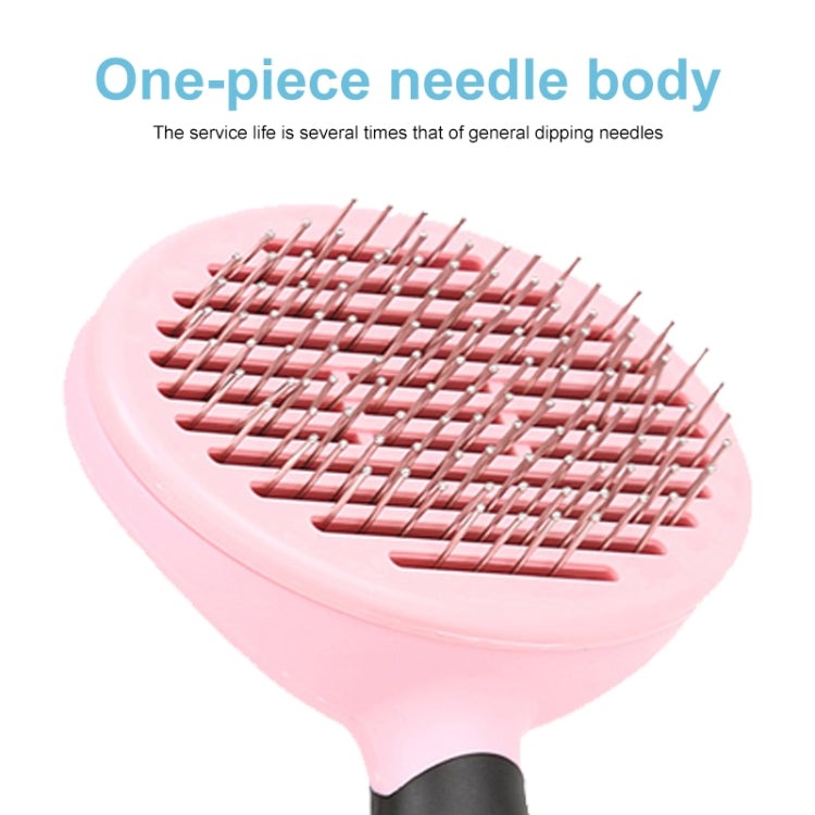 Handy Dog Grooming Hair Brush Self-Cleaning Pet Comb with Automatic Hair-Release(Pink)