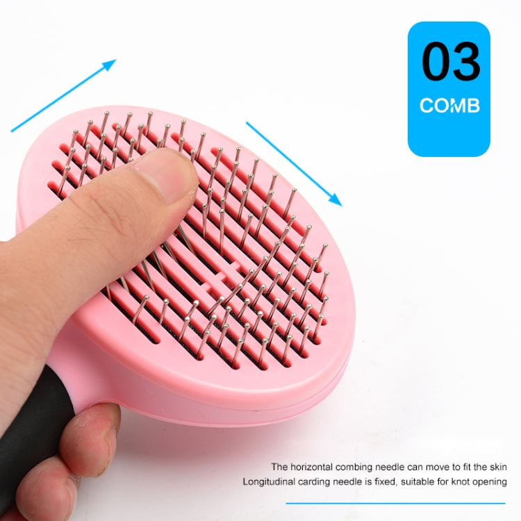 Handy Dog Grooming Hair Brush Self-Cleaning Pet Comb with Automatic Hair-Release(Pink)