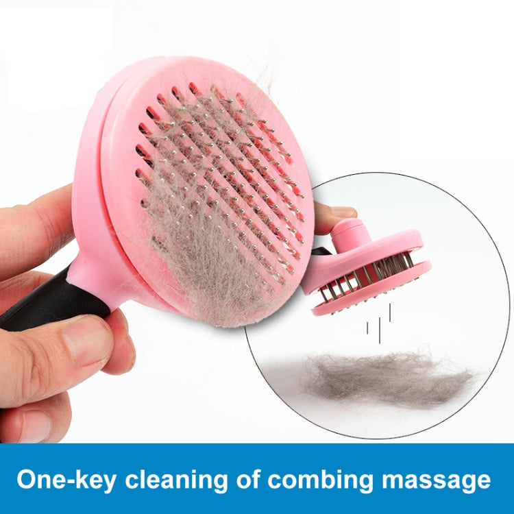 Handy Dog Grooming Hair Brush Self-Cleaning Pet Comb with Automatic Hair-Release(Pink)
