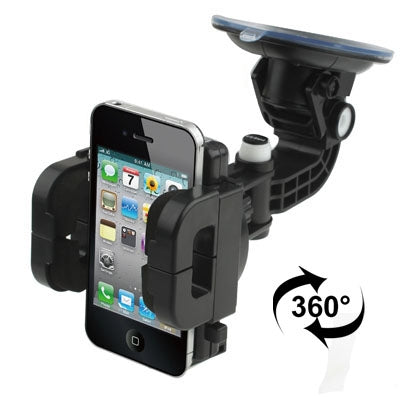 360 Degree Rotation Universal Scalable Car Holder, Width: 3.5-12cm, For iPhone, Galaxy, Sony, Lenovo, HTC, Huawei, and other Smartphones(Black)