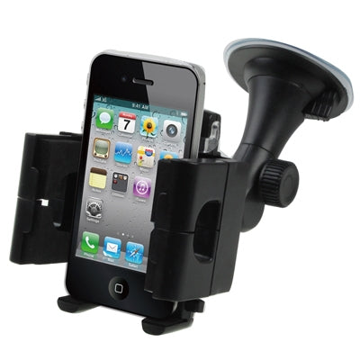 Universal Scalable Car Holder for iPhone 4 & 4S / 3GS / 3G / Mobile Phone / PDA / GPS / MP4, Support 360 Degree Rotation, Width: 3.5-10cm(Black)