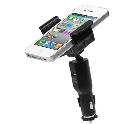 Universal Car Mount with 5V / 1.5A USB Charger for iPhone 4 & 4S / 3GS / Galaxy S III / i9300 / Smart Phone, Support 360 Degree Rotation, Width: 58-85mm(Black)