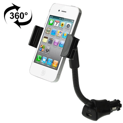 Universal Car Mount with 5V / 1.5A USB Charger for iPhone 5 & 5C & 5S, iPhone 4 & 4S, Galaxy S IV / S IV mini / S III / i9300, Smart Phone, Support 360 Degree Rotation, Width: 58-85mm(Black)