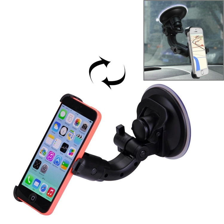 Young Player 360 Degree Rotatable Car Sucker Holder, For iPhone 5 & 5C & 5S(Black)
