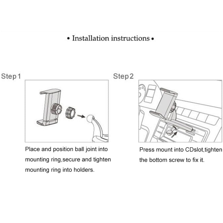 2 in 1 360 Degrees Rotating Car Mobile Phone Holder Install on Vehicle CD Player Disk Slot Tablet Holder Stand Mount, For iPhone, Galaxy, Sony, Lenovo, HTC, Huawei, and other Smartphones and 7.0 inch Tablet(Black)