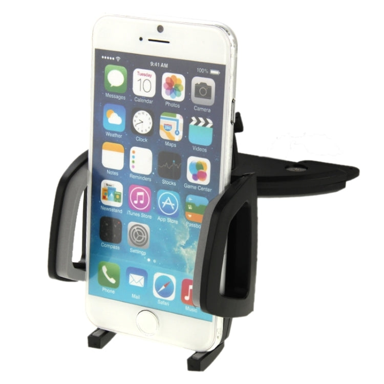 360 Degrees Rotating Car Mobile Phone Holder Install on Vehicle CD Player Disk Slot Stand Mount, Clip Size: 50mm-105mm, For iPhone, Galaxy, Sony, Lenovo, HTC, Huawei, and other Smartphones
