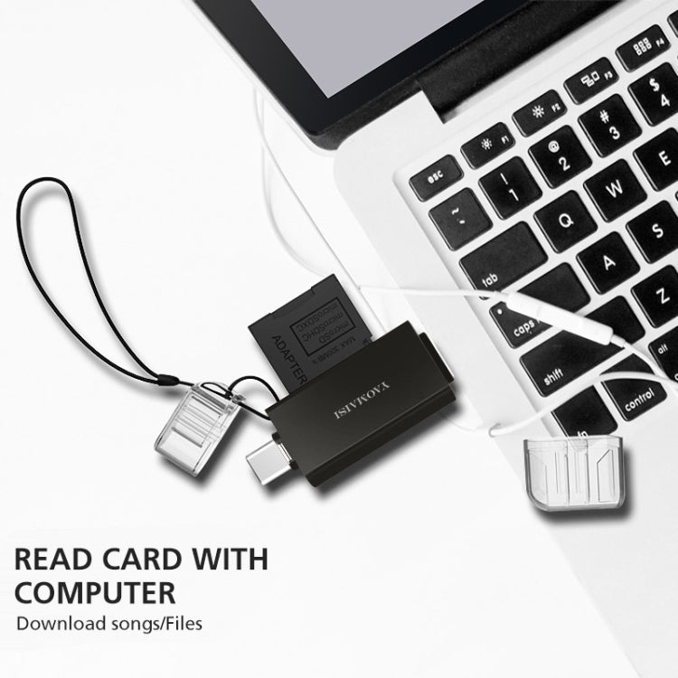 YAOMAISI Q25 2 in 1 USB 3.0 to Type-C Metal Memory Card Reader, Support SD / TF Card