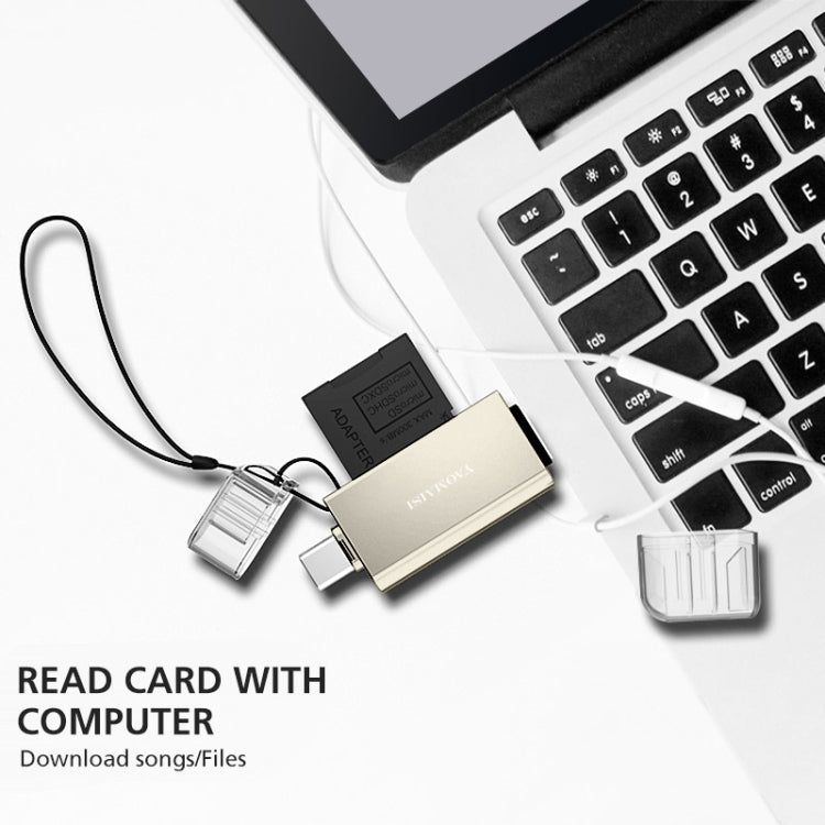 YAOMAISI Q25 2 in 1 USB 3.0 to Type-C Metal Memory Card Reader, Support SD / TF Card