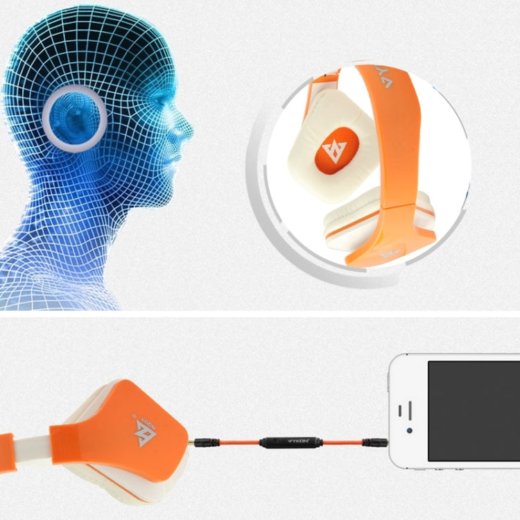 Universal Stereo Headset with MIC for All Audio Devices, Cable Length: 1.3m (Orange + White)