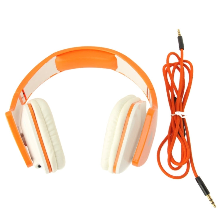 Universal Stereo Headset with MIC for All Audio Devices, Cable Length: 1.3m (Orange + White)