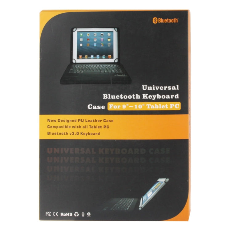 Universal Bluetooth 3.0 ABS Keyboard + Detachable Leather Tablet Case with Holder for iPad Air / iPad 4 / New iPad / iPad 2, 9-10.1 inch Tablet PC(Black)