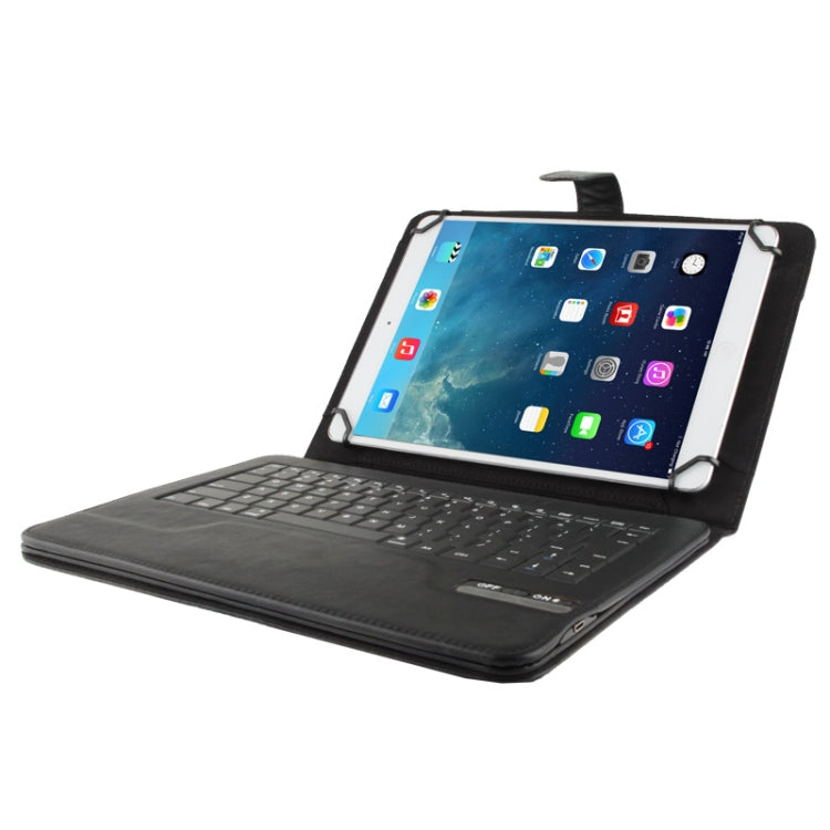 Universal Bluetooth 3.0 ABS Keyboard + Detachable Leather Tablet Case with Holder for iPad Air / iPad 4 / New iPad / iPad 2, 9-10.1 inch Tablet PC(Black)