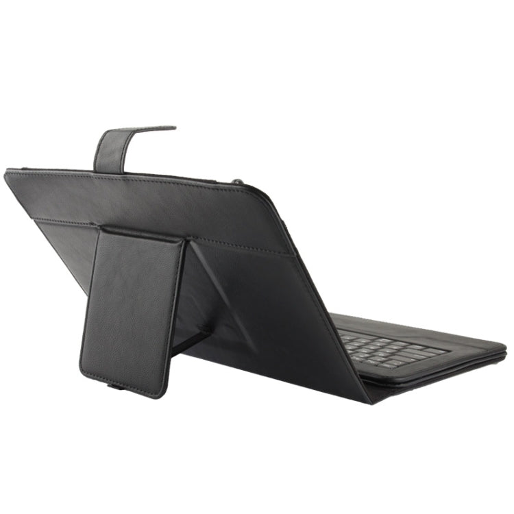 Universal Bluetooth 3.0 ABS Keyboard + Detachable Leather Tablet Case with Holder for iPad Air / iPad 4 / New iPad / iPad 2, 9-10.1 inch Tablet PC(Black)