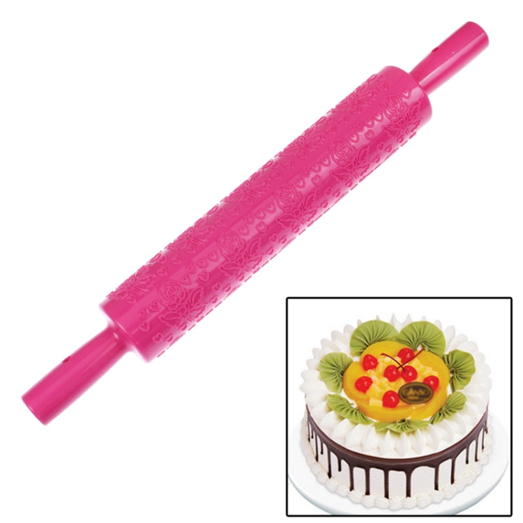 Patterned Fondant Rolling Pin / Flower Stick Rose Embossing Rolling Pin Stick Cake Cookie Mold Tool (Length: 40cm)(Magenta)