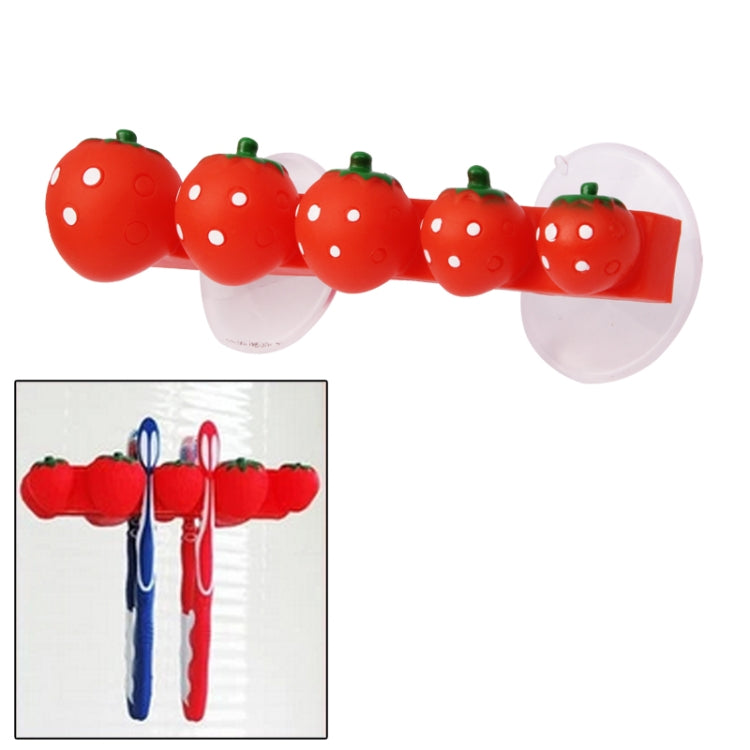 Sweet Strawberry Bathroom Four Toothbrushes Holder with Two Suction Cups (Random Color Delivery)