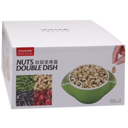 Fashion Double Layer Candy Nuts Dried Fruit Plate Bowl (Random Color Delivery)