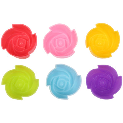 6 pcs Soft Silicone Rose Style Cake Cup Muffin Cases Chocolate Cupcake Liner Baking Cup, Diameter: 3cm