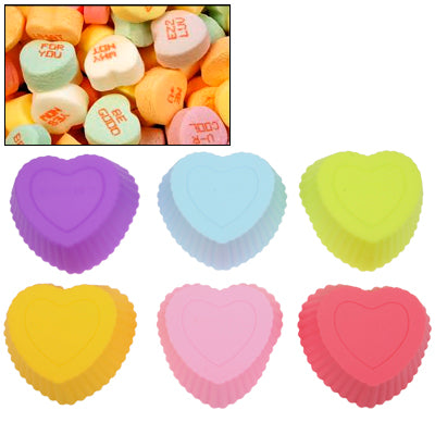 6 PCS Soft Silicone Heart Style Cake Cup Muffin Cases Chocolate Cake Baking Cup, Size: 7x6.5x3cm