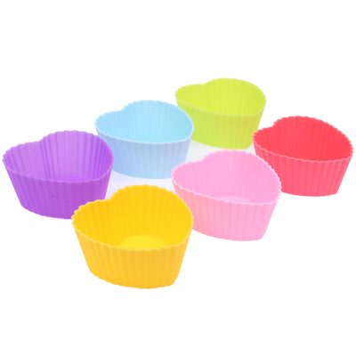6 PCS Soft Silicone Heart Style Cake Cup Muffin Cases Chocolate Cake Baking Cup, Size: 7x6.5x3cm