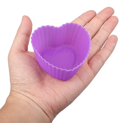 6 PCS Soft Silicone Heart Style Cake Cup Muffin Cases Chocolate Cake Baking Cup, Size: 7x6.5x3cm