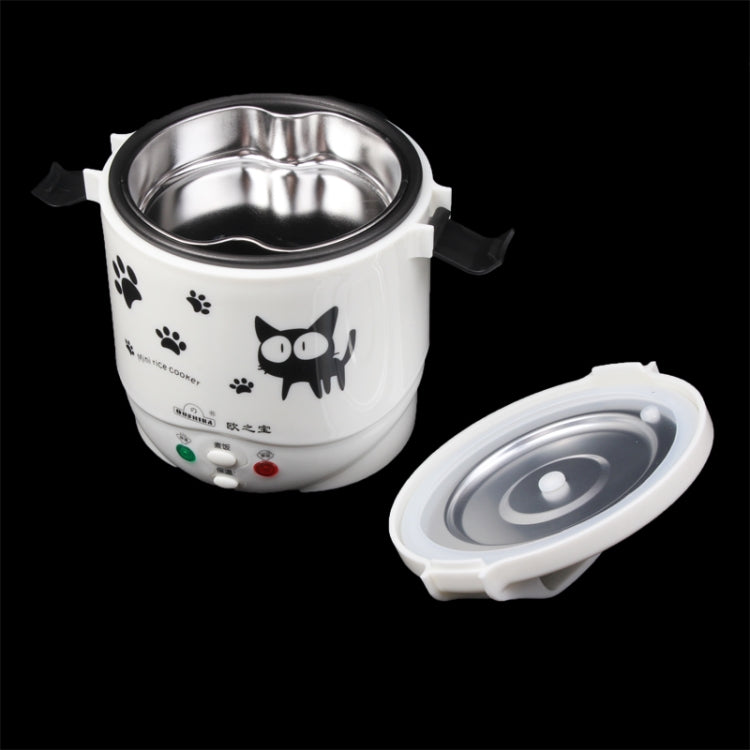 Multifunctional Cute Cat Pattern Mini Rice Cooker Cooking Heat Non-Stick Pan Liner(White)