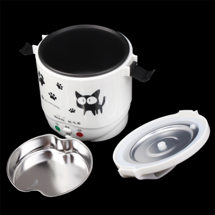 Multifunctional Cute Cat Pattern Mini Rice Cooker Cooking Heat Non-Stick Pan Liner(White)