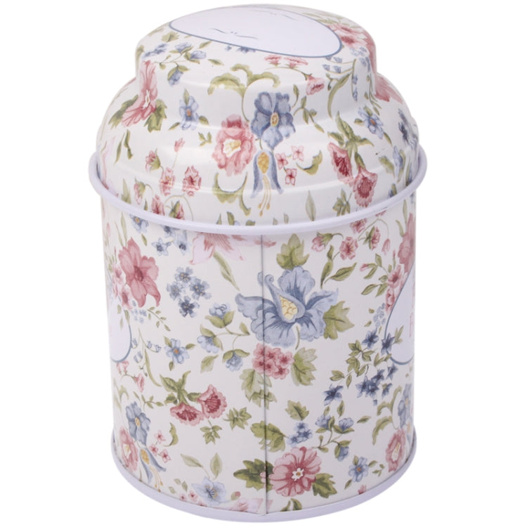 Flower Pattern Sealed Metal Round Tin Cans Tea Caddy