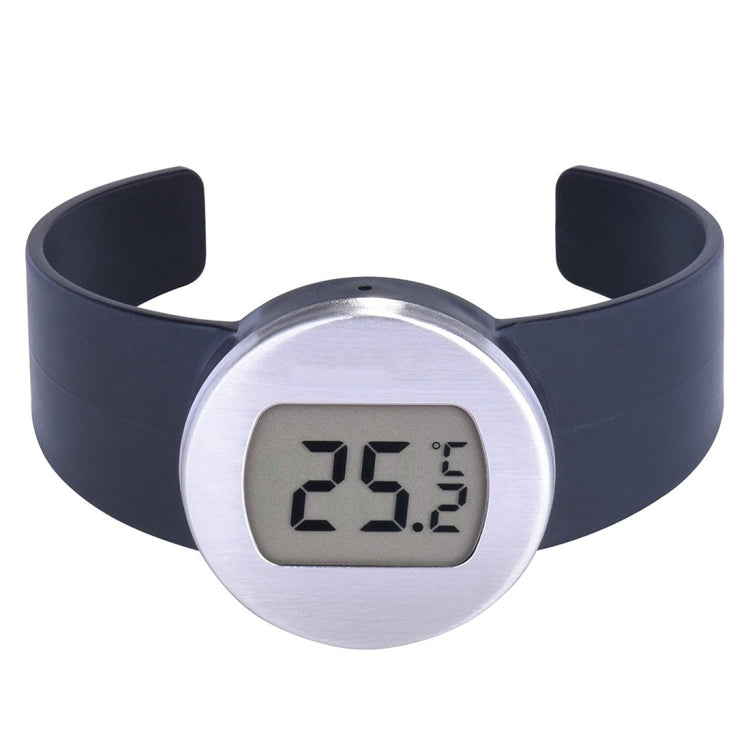 Celsius Degree Digital LCD Display Wine Bottle Thermometer (Silver Shell + Black Band)