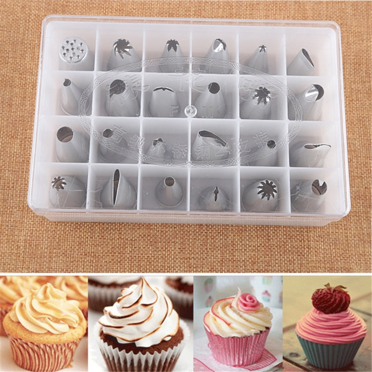24 Tips Baking Tool Stainless Steel Boxed Pastry Decorating Piping Nozzles Set